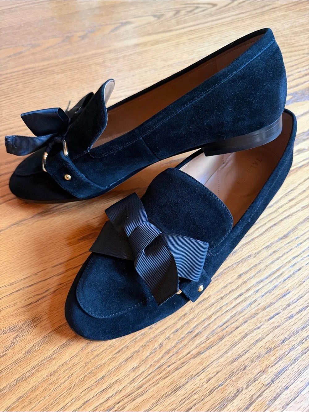 Talbots Black Suede Bow Loafers - Women